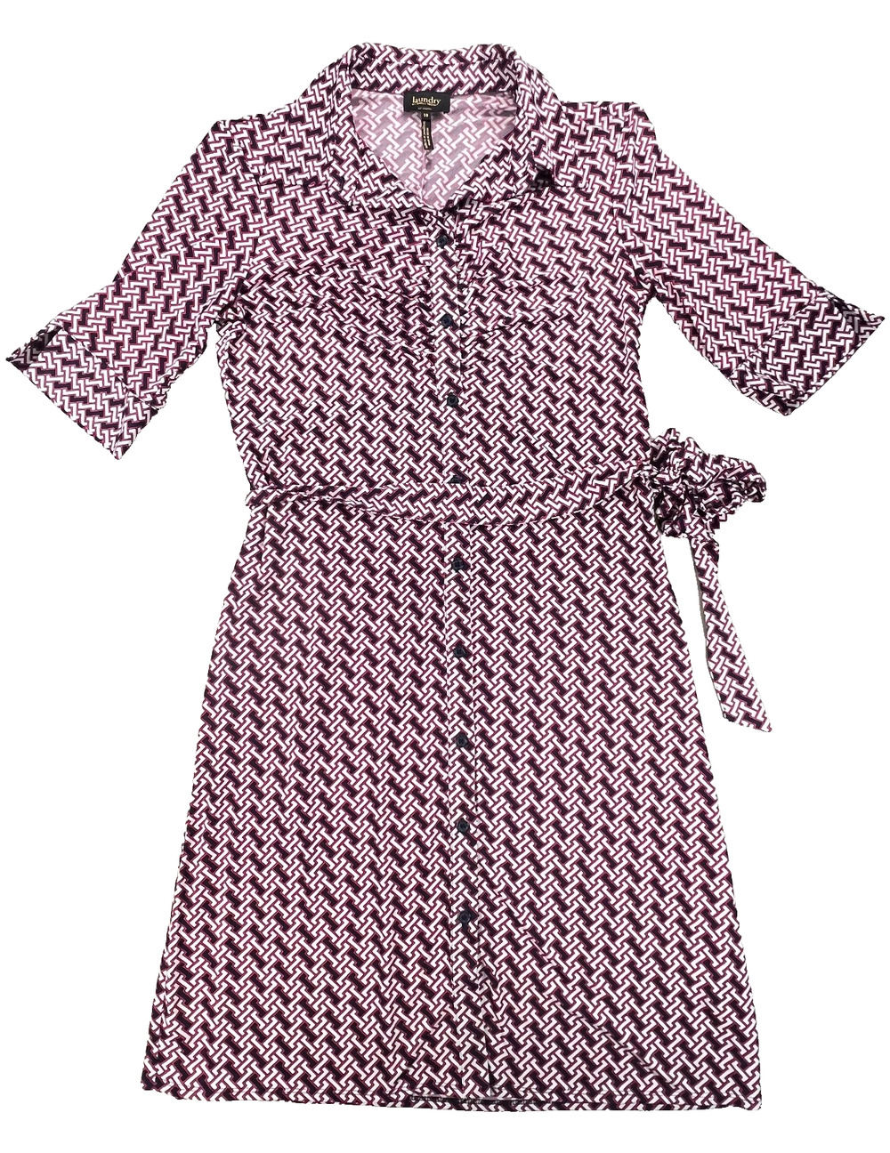 Laundry by Shelli Segal Pink & Navy Blue Chain Print Wrap Dress (Women's 10)